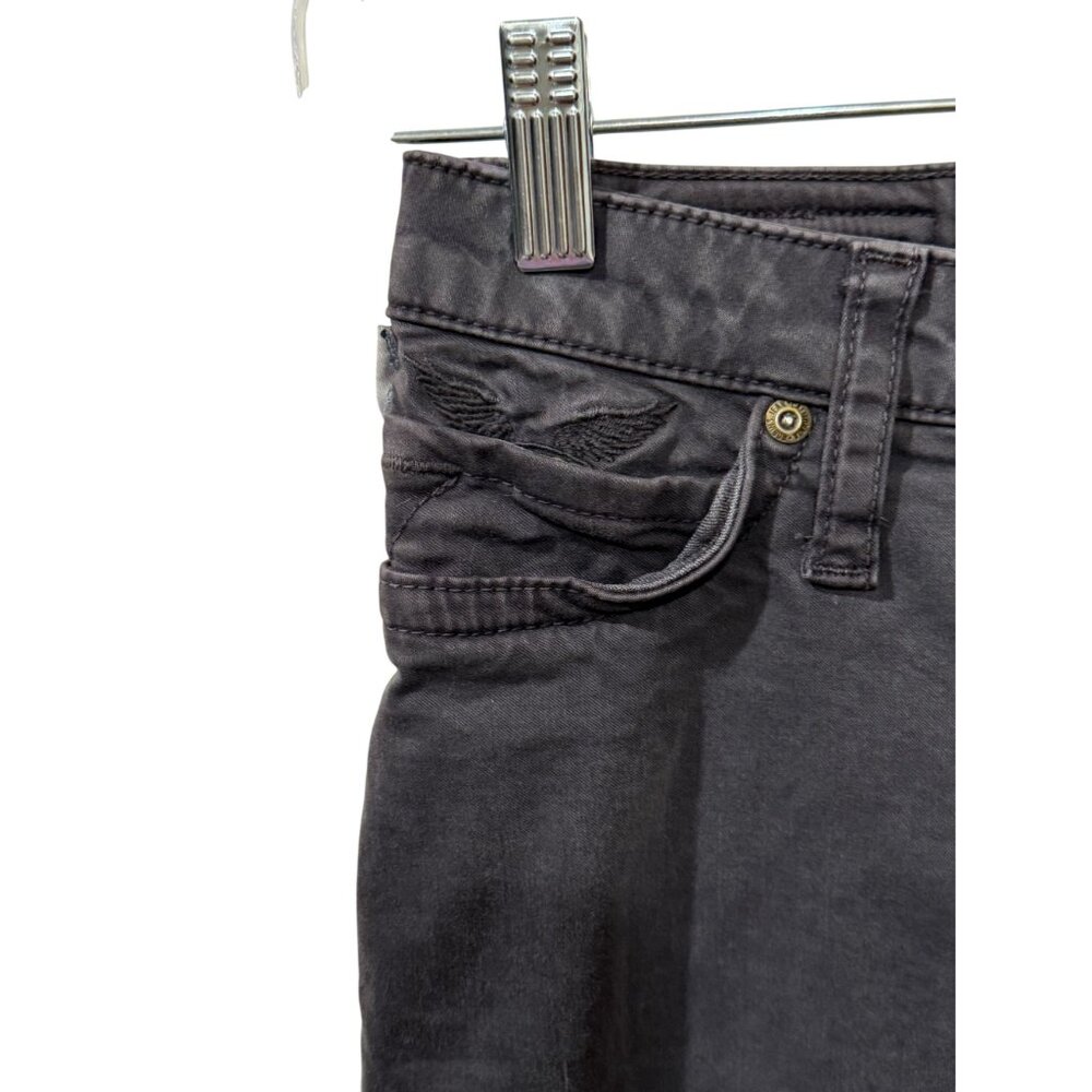 Robins Jean Womens Black Straight-Leg Jeans Embroidered Wings Size 25 - Picture 4 of 8